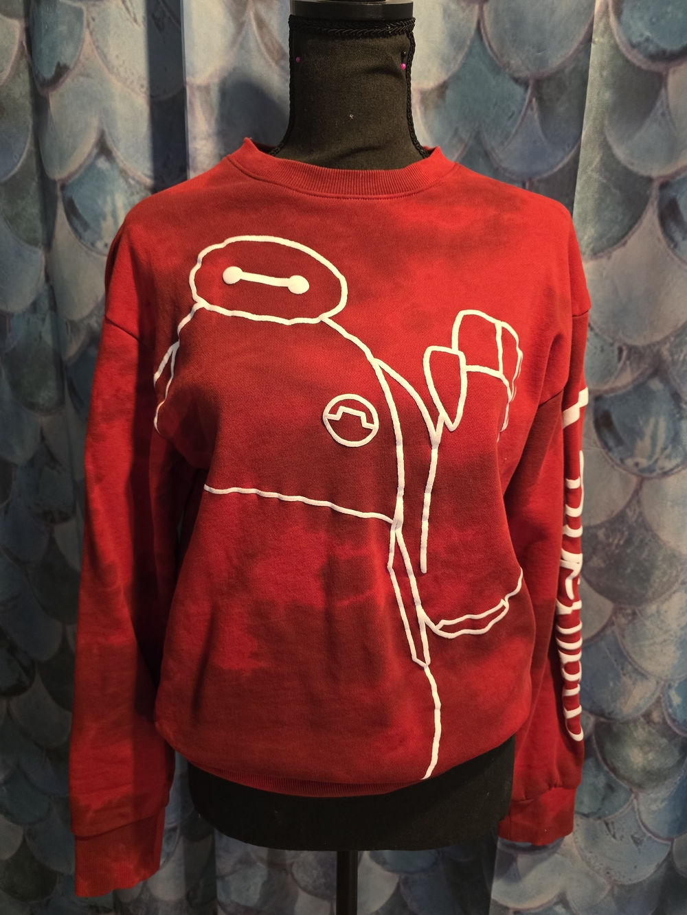 Disney Red Crewneck Sweatshirt with White Tag Detail